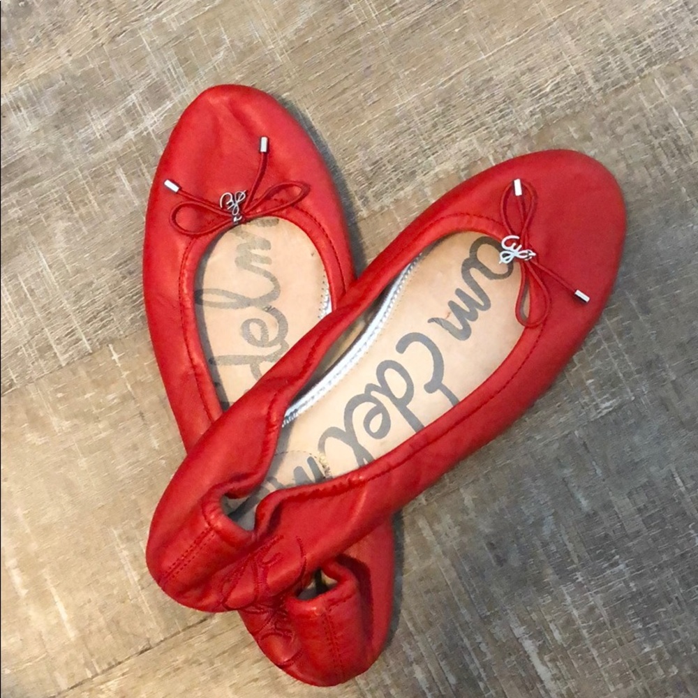 Sam Edelman Red Round Toe Flats - Size 8